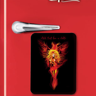Magnet Flexible Femme Phénix Fantastique Rouge Incandescent Noir