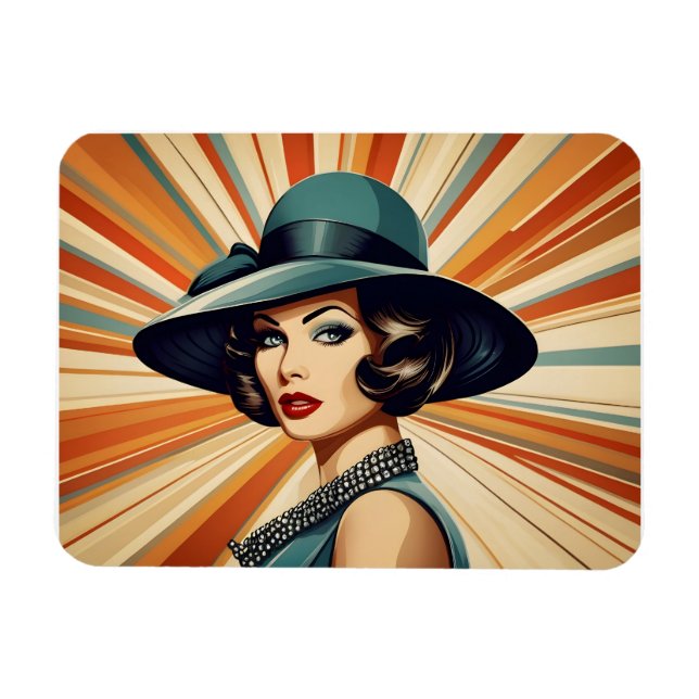 Magnet Flexible femme rétro vintage (Horizontal)