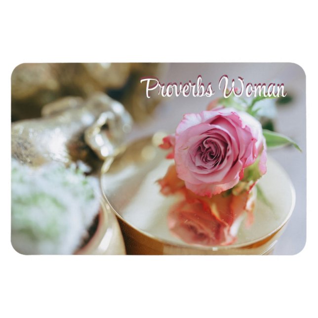 Magnet Flexible Femme Rose chrétienne et proverbe (Horizontal)