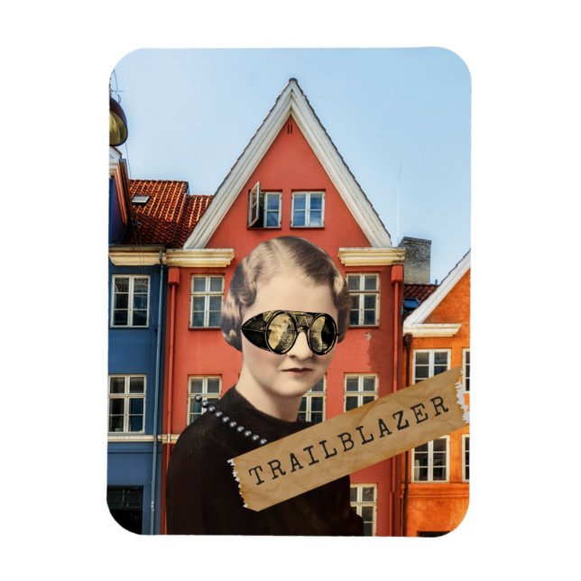 Magnet Flexible Femme Vintage Pionnière Kitsch Art Altéré (Vertical)