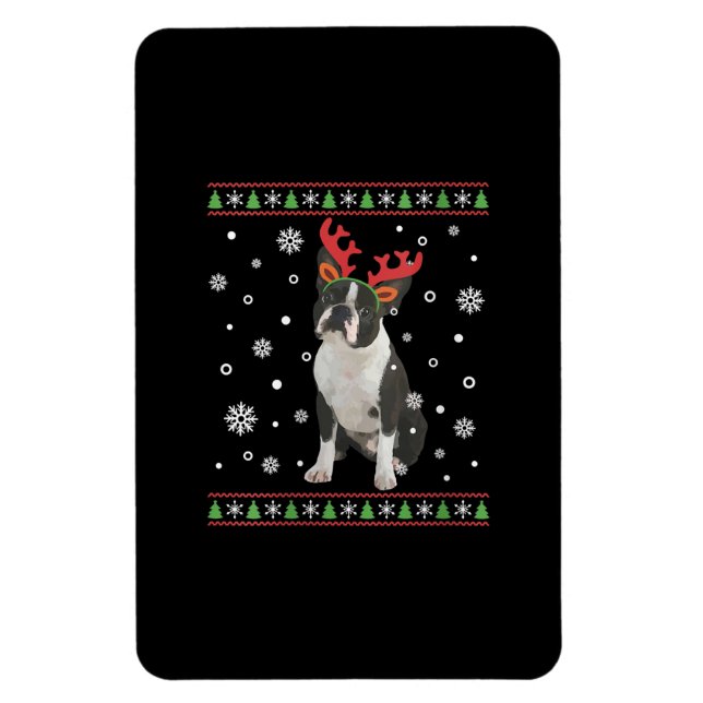 Magnet Flexible FEMMES Boston Terrier Xmas laide de Noël (Vertical)