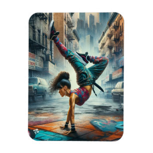 Magnet Flexible Femmes en action de Breakdancer Silhouette de New 