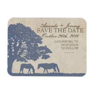 Magnet Flexible Ferme de Cheval Vintage bleu et ivoire Économisez 