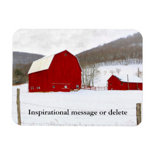 Magnet Flexible Ferme de la grange rouge de la neige en hiver pitt
