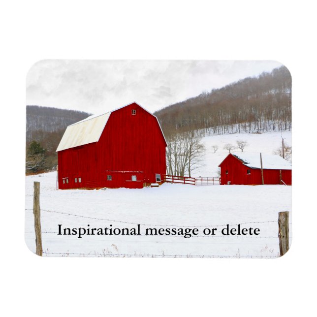 Magnet Flexible Ferme de la grange rouge de la neige en hiver pitt (Horizontal)