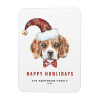 Festif Beagle d'aquarelle Père Noël Happy Howliday