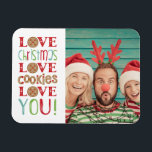 Magnet Flexible Festif Fun Cute Family Christmas Photo<br><div class="desc">C'est un photomagnet de vacances amusant avec des biscuits en pain d'épices,  et la phrase à la main,  Aimer Noël,  Aimer les cookies,  Vous aimez! Conçu pour vous par Blackberry Boulevard.</div>