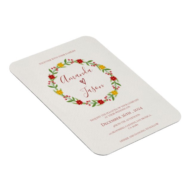 Magnet Flexible Festif Serre de Noël Rouge Vert Floral mariage (Côté Droit)