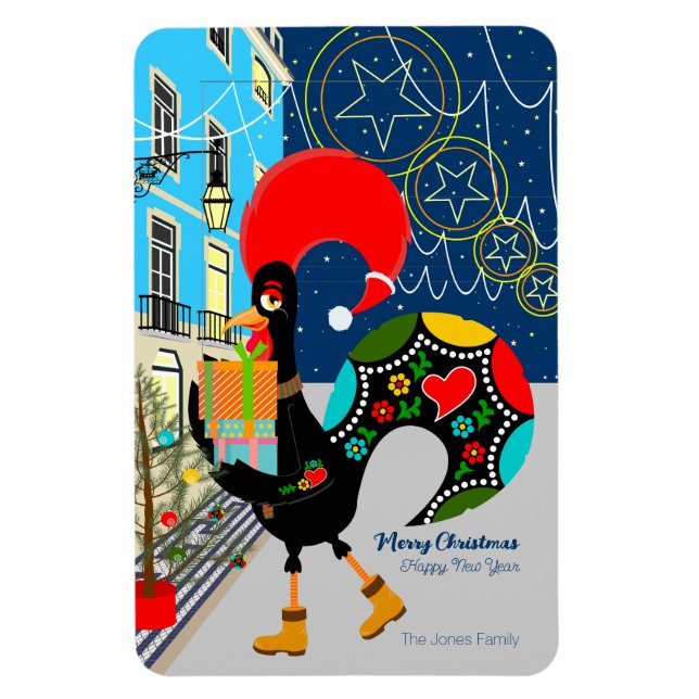 Magnet Flexible Festivals de Noël avec le coq portugais (Vertical)