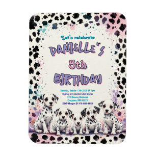Magnet Flexible Fête d'anniversaire chiots Dalmatiens rose violet