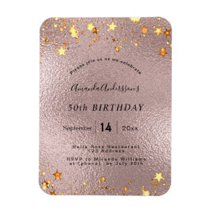 Magnet Flexible fête d'anniversaire rose or rose foil étoiles mode