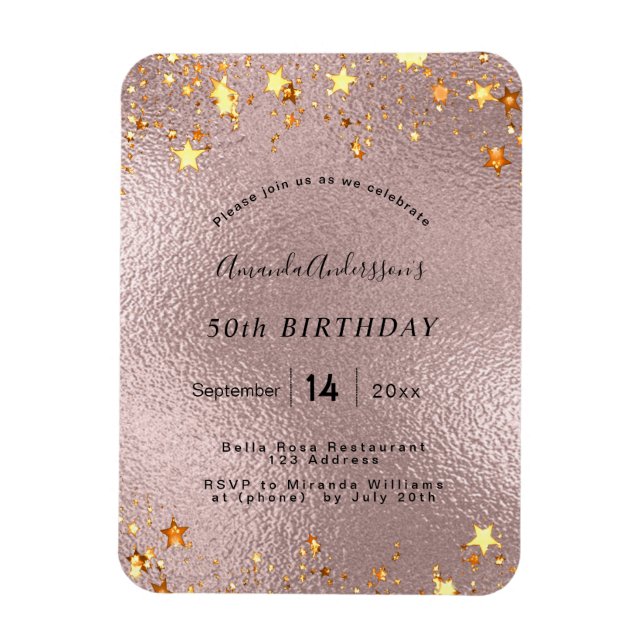 Magnet Flexible fête d'anniversaire rose or rose foil étoiles mode (Vertical)