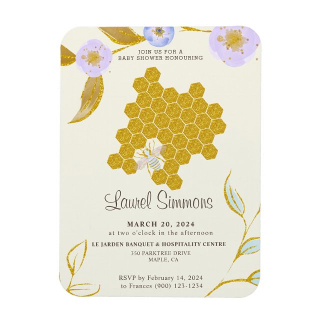 Magnet Flexible Fête de Bébé Tendance & Mignonne Aquarelle Rucher  (Vertical)