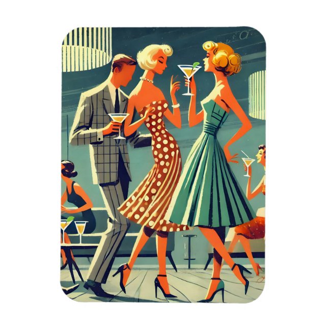 Magnet Flexible Fête de cocktail de danse Martini moderne du milie (Vertical)