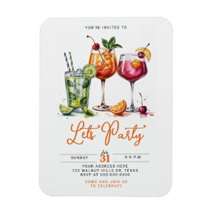 Magnet Flexible Fête de cocktails d'été avec des boissons colorées