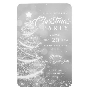 Magnet Flexible Fête de Noël Sparkle Silver Invitation de vacances
