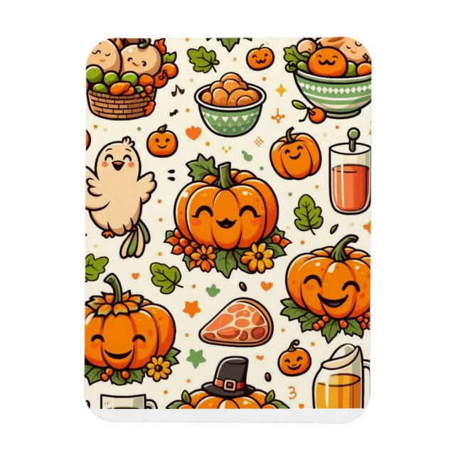 Magnet Flexible fête de Thanksgiving en famille (Vertical)