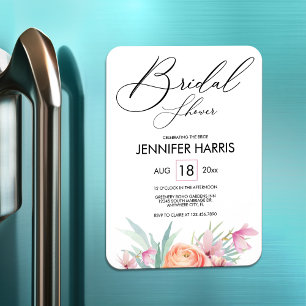 Magnet Flexible Fête des mariées florale moderne élégante rose ros