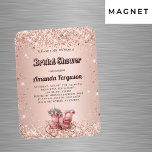 Magnet Flexible Fête des mariées rose or chariot luxe invitation<br><div class="desc">Un arrière - plan rose à dégradé d'or décoré de faux étincelles,  de confettis et d'un chariot vintage romantique. Personnalisez et ajoutez son nom,  les détails de la fête.</div>