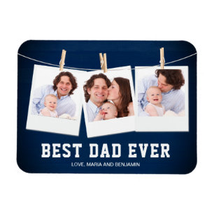 Magnet Flexible Fête des Pères Meilleur Papa Ever 3 Photo Collag