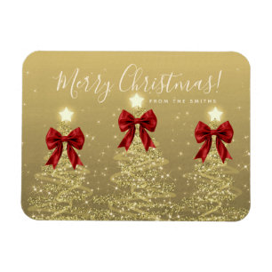 Magnet Flexible Fête élégante Vacances Or Rouge Arbres de Noël Sal