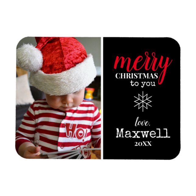 Magnet Flexible Fête photo de Collecte rouge, noir, blanc (Horizontal)