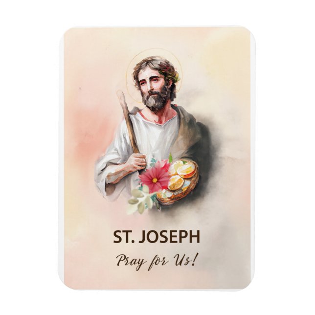 Magnet Flexible Fête Saint-Joseph Priez pour nous Aquarelle (Vertical)
