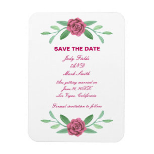 Magnet Flexible Feuillage Floral Rose Enregistrer La Date