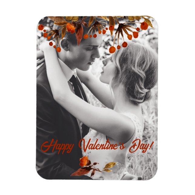 Magnet Flexible Feuille marron orange Saint-Valentin Ajoutez votre (Vertical)
