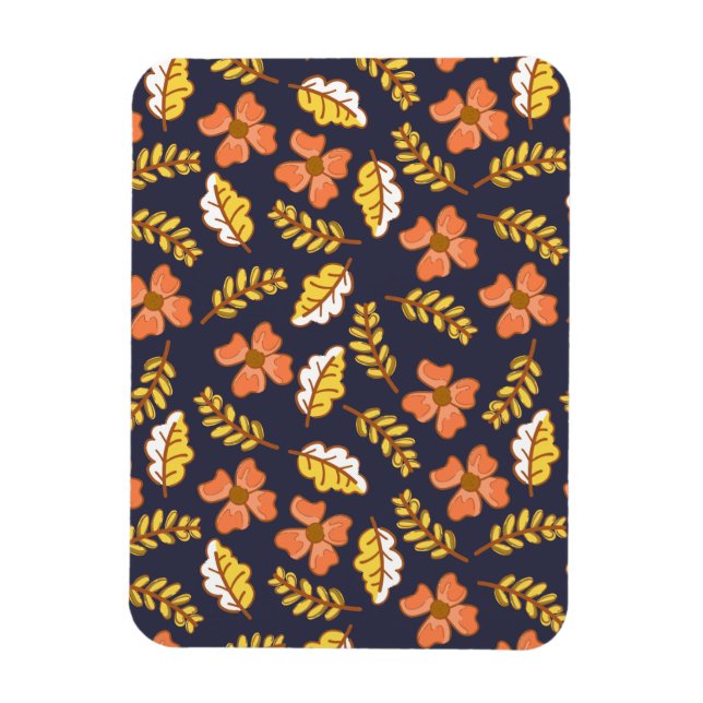Magnet Flexible Feuilles d'automne en chute chaude avec fleurs (Vertical)