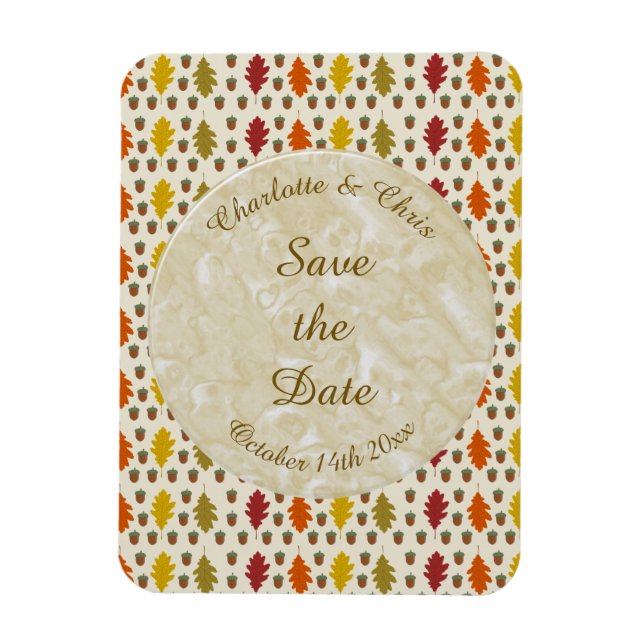 Magnet Flexible Feuilles de chêne et Acorns Automne Mariage d'auto (Vertical)