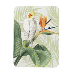 Magnet Flexible Feuilles De Palmiers Avec Oiseau Blanc