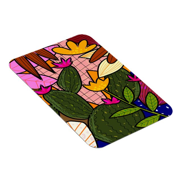 Magnet Flexible Feuilles et fleurs tropicales abstraites   (Côté Droit)