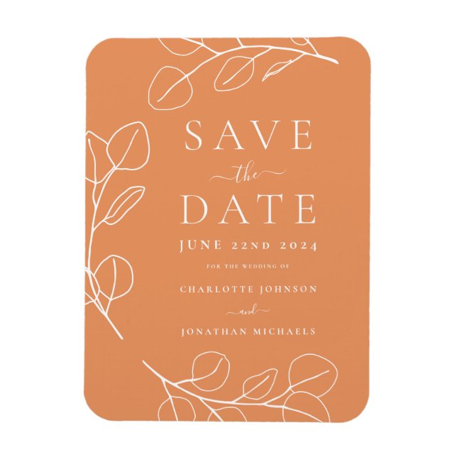Magnet Flexible Feuilles Simples Mariage Abricot (Vertical)
