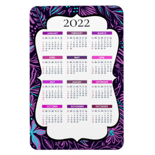 Magnet Flexible Feuilles tropicaux pourpres et bleus   Calendrier