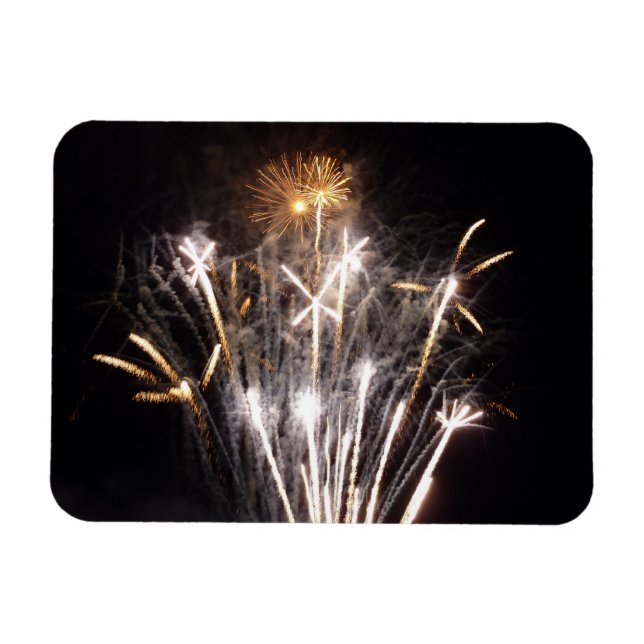 Magnet Flexible Feux d'artifice blancs et or II Célébration patrio (Horizontal)