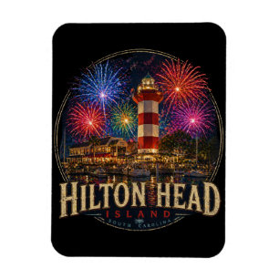 Magnet Flexible Feux d'artifice patriotiques du phare de l'île de