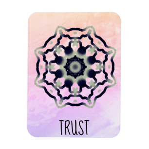 Magnet Flexible *~* "FIDUCIE" rose noir gris Mandala Coeur Chakra