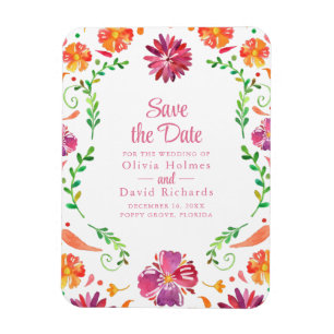 Magnet Flexible Fiesta florale mexicaine colorée Enregistrer la da