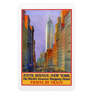 Magnet Flexible Fifth Avenue view New York vintage travel poster,