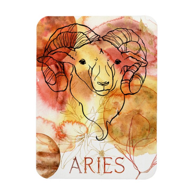 Magnet Flexible Fil ram zodiac astrologie anniversaire or rouge (Vertical)