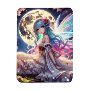 Magnet Flexible Fille Anime Princesse Fée de la Lune dans un Jardi
