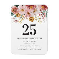 Fille aquarelle florale éditable âge anniversaire