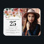 Magnet Flexible Fille aquarelle florale éditable photo d'âge<br><div class="desc">Fille aquarelle florale anniversaire rose chic design de fête. modifier l'âge pour convenir à votre occasion. Belle élégante et moderne thème de fête.</div>