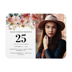 Magnet Flexible Fille aquarelle florale éditable photo d'âge