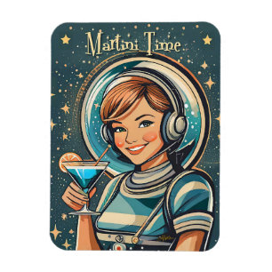 Magnet Flexible Fille Astro Rétro Futuriste Temps Martini