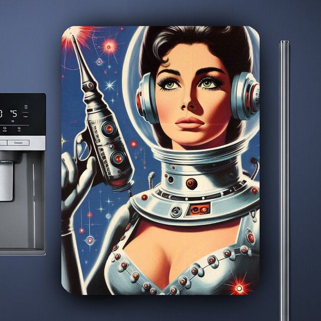 Magnet Flexible Fille astronaute de science-fiction vintage (Créateur téléchargé)