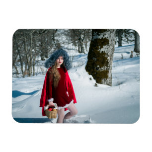 Magnet Flexible Fille aux pommes dans la neige