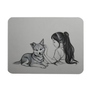 Magnet Flexible Fille avec le chien