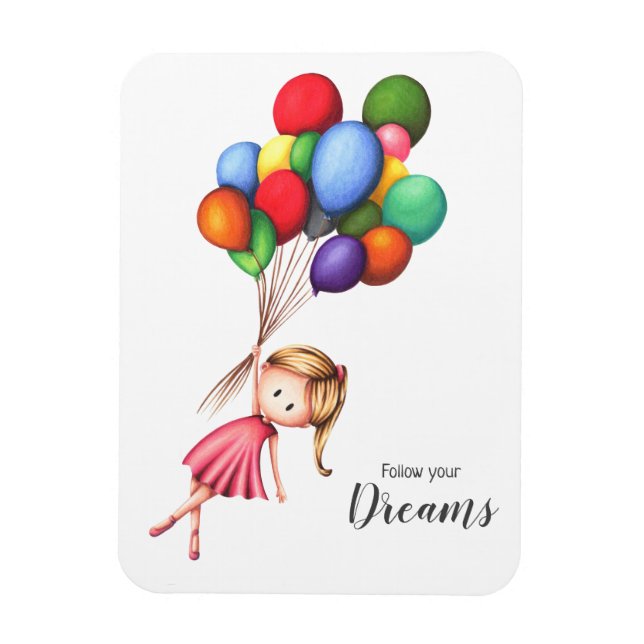 Magnet Flexible Fille d'adieu avec ballons Encouragement (Vertical)